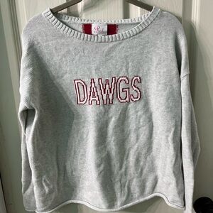 PINK Crewneck Sweatshirt in Light Gray with Red DAWGS Lettering